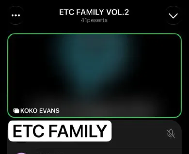 Sesi live ETC Family Vol.2 bersama Koko Evans di Telegram