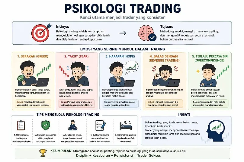 Infografis psikologi trading dari Evans Trading Class